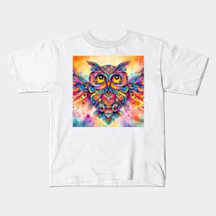 Abstract painting of a owl Kids T-Shirt